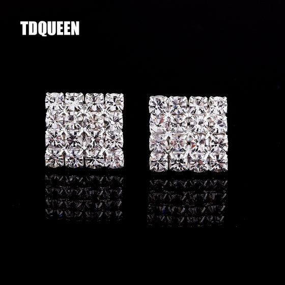 TDQUEEN Stud Earrings for Women Crystal Rhinestone Fashion Stud Earrings High Quality Brand Brincos Cute Mini Korean Jewelry